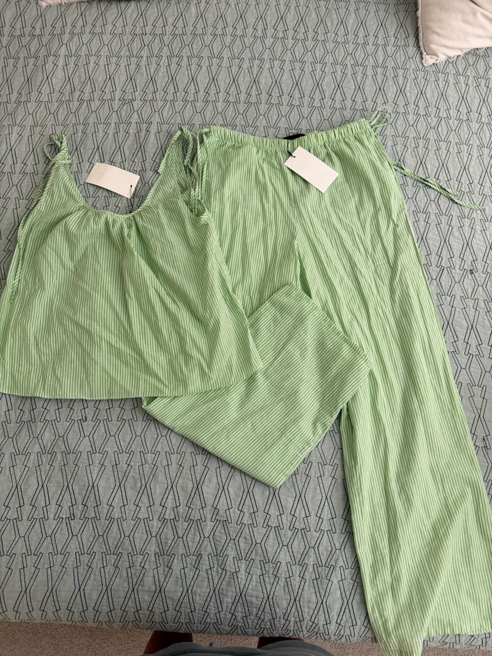 Zara Light Green Ribbed Two-Piece Pajama Set - Picture 2 of 2